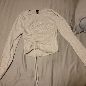 Wild Fable Long Sleeve Crop Top, XS, Gray